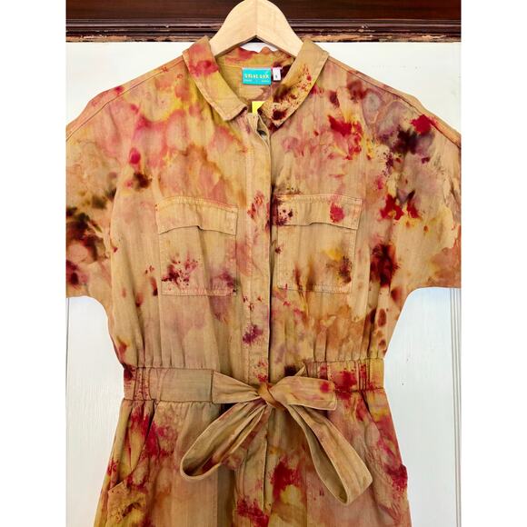 Chloe Cox Upcycled / Handmade One of a Kind Brown Tie Dye Jumpsuit Coveralls- SM - Picture 3 of 4